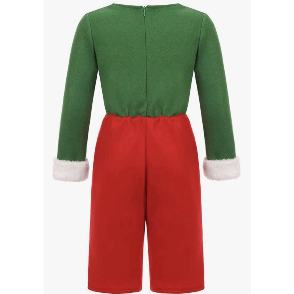 Kids Christmas Elf Costume Set 7-8 Years Red Green Hat Shoes Socks - Picture 7 of 9